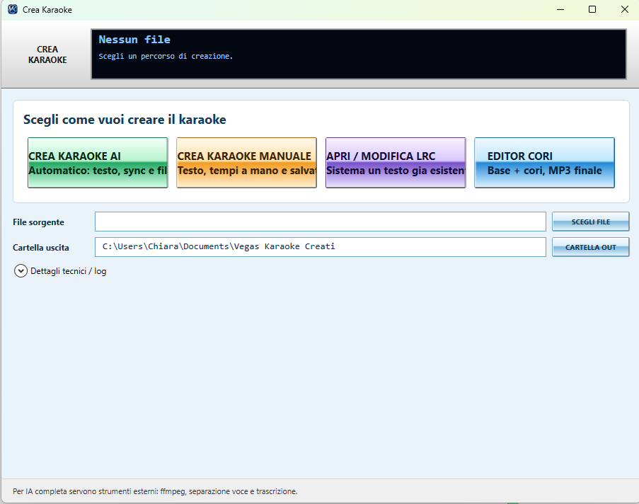 Crea Karaoke AI manuale LRC ed editor cori