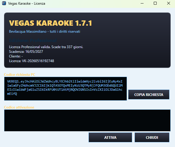 Installazione, primo avvio e licenza - Vegas Karaoke Player