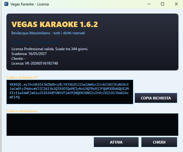 Licenza - screenshot Vegas Karaoke Player