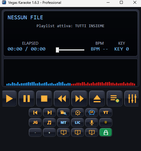 Interfaccia principale del software Vegas Karaoke Player per Windows