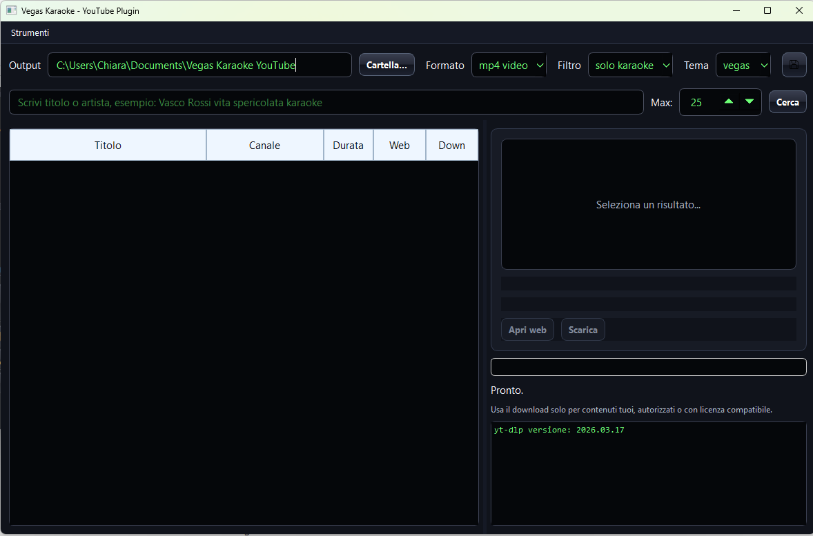 YouTube Plugin - screenshot Vegas Karaoke Player